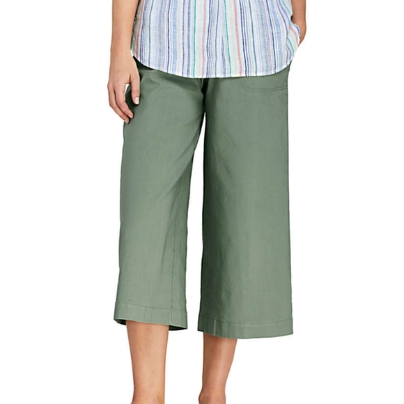 Lands End Womens Wide Leg Crop Linen 